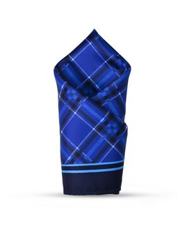 CAZZANO - Men Stripes Microfiber Blue Pocket Square