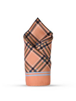 CAZZANO - Men Stripes Microfiber Orange Pocket Square