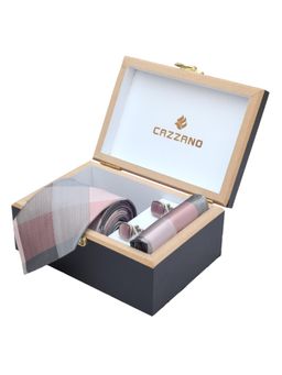 CAZZANO - Men Checks Microfiber Multi-Color Tie With Cufflinks & Pocket Square