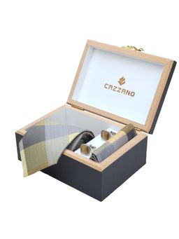 CAZZANO - Men Checks Microfiber Multi-Color Tie With Cufflinks & Pocket Square
