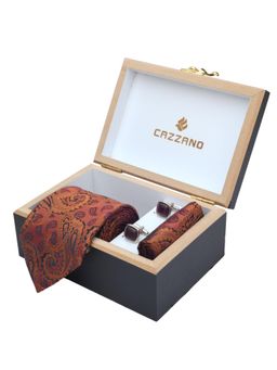 CAZZANO - Men Printed Microfiber Multi-color Tie With Cufflinks & Pocket Square