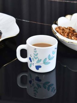 At Home by Nilkamal - Arias Morning Glory Coffee Mugs 180 ML White (Set of 6)