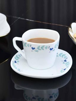 At Home by Nilkamal - Arias Morning Glory 220 ML 6 Cups 6 Saucers White (Set of 12)