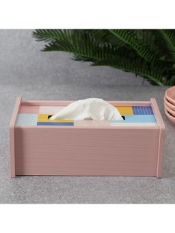 HomeTown - Print Modern Pop Pink Engineered Wood Tissue holder in Pink