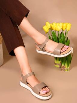 Jove - Women Beige Solid Sandals