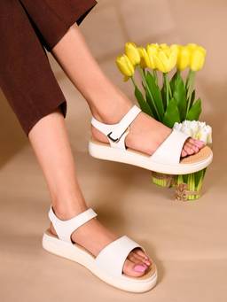Jove - Women White Solid Sandals