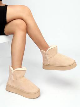 Truffle Collection - Women Beige Solid Casual Boots
