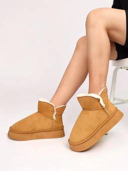 Truffle Collection - Women Brown Solid Casual Boots