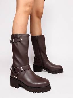 Truffle Collection - Women Brown Solid Casual Boots
