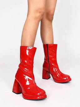 Truffle Collection - Women Red Solid Boots
