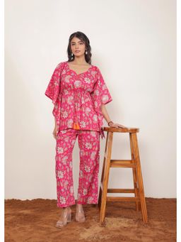Kaori By Shreya - Cotton Indo Western Co-Ord - Pink (Set of 2)