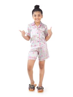 TINY GIRL - Barbie Heart Printed Button Down Half Sleeves Shirt With Short