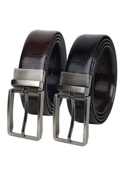 Cimoni - Men Synthetic Solid Black Reversible Belt