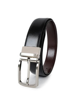 Cimoni - Men Leather Solid Black Reversible Belt
