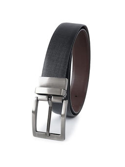 Cimoni - Men Leather Solid Black Reversible Belt