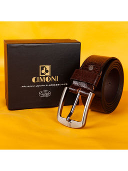 Cimoni - Men Leather Solid Brown Belt
