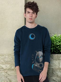 Bewakoof - Official Marvel Men's Navy Blue Moon Knight Graphic Printed T-shirt