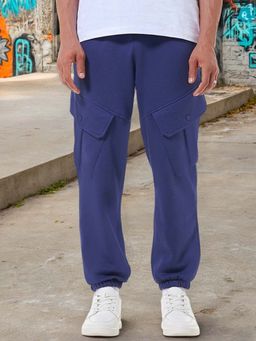 Bewakoof - Men's Blue Super Loose Fit Cargo Joggers