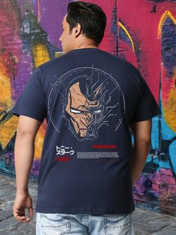 Bewakoof - Official Marvel Men's Blue Techno Iron Man Graphic Printed Plus Size T-shirt