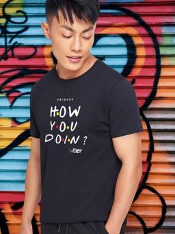 Bewakoof - Men's Black How You Doin Graphic Printed T-shirt