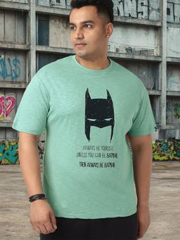 Bewakoof - Air 1.0 Official DC Men's Granite Green Batman Graphic Printed Plus Size T-shirt