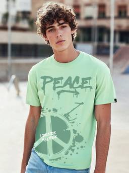Bewakoof - Men's Green Bird Egg Green Peace Vibe Graphic Printed T-shirt