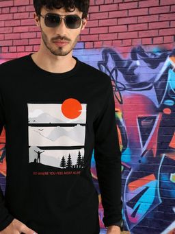 Bewakoof - Men's Feel Most Alive Full Sleeve T-Shirt Black