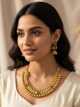 Yellow Chimes - Women Multi-Color Antique Gold Plated Jewellery Set