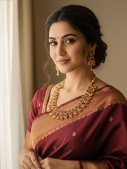 Yellow Chimes - Women Pink Paisley Peacock Motif Antique Gold Plated Jewellery Set