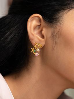 Shaya by CaratLane - 925 Silver Shaya by CaratLane Women Roisin Rose Crafted Gold Plated Drop Earrings