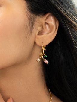 Shaya by CaratLane - Women 925 Silver Gulab Rose Crafted Gold Plated Drop Earrings