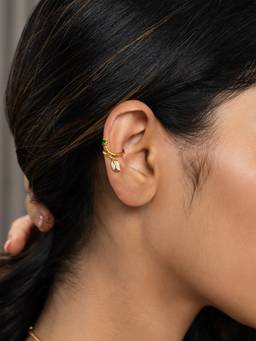 Shaya by CaratLane - 925 Silver Shaya by CaratLane Women Gulabo Rose Crafted Gold Plated Ear Cuffs