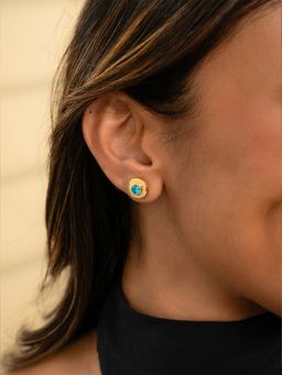 Shaya by CaratLane - 925 Silver Shaya by CaratLane Women Breathing Blue Crafted Gold Plated Stud Earrings