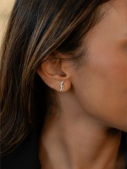Shaya by CaratLane - 925 Silver Shaya by CaratLane Women Sweet Crafted Gold Plated Stud Earrings