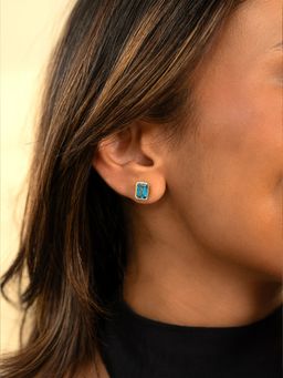 Shaya by CaratLane - 925 Silver Shaya by CaratLane Women Glow Bue Crafted Gold Plated Stud Earrings