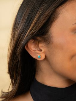 Shaya by CaratLane - 925 Silver Shaya by CaratLane Women Magic Blue Crafted Gold Plated Stud Earrings