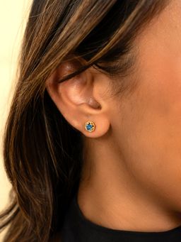 Shaya by CaratLane - 925 Silver Shaya by CaratLane Women Cerulean Blue Gold Plated Stud Earrings