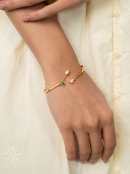 Shaya by CaratLane - 925 Silver Shaya by CaratLane Women Rosa Crafted Gold Plated Cuff