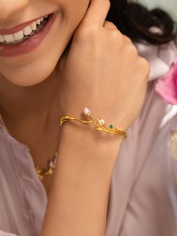 Shaya by CaratLane - 925 Silver Shaya by CaratLane Women Roisin Rose Crafted Gold Plated Bracelet