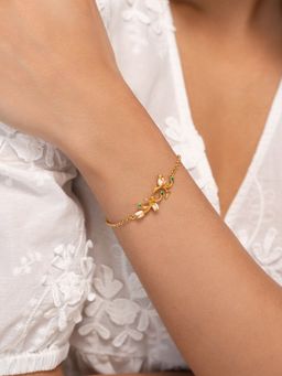 Shaya by CaratLane - 925 Silver Shaya by CaratLane Women Sevti White Rose Crafted Gold Plated Bracelet