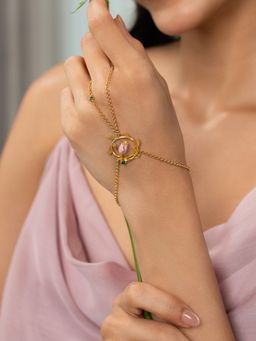 Shaya by CaratLane - 925 Silver Shaya by CaratLane Women Meigui Rose Crafted Gold Plated Hathphool