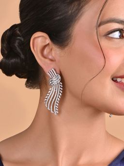 Fida - Women White Stone Winged Radiance Stated Drop Earrings