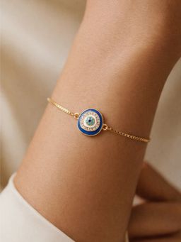 ARTKLIM - Women Gold Plated Elegant Multi-Color Evil Eye Adjustable Anti-Tarnish Bracelet