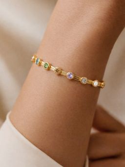 ARTKLIM - Women Gold Plated Multi-Colour Stone Adjustable Anti-Tarnish Bracelet