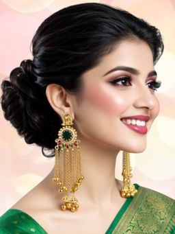 OOMPH - Women Multi-Color Heritage Elephant Design Kashmiri Drop Earrings