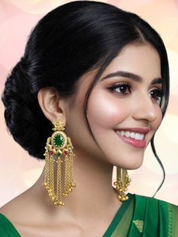 OOMPH - Women Multi-Color Heritage Ghungroo Detailing Kashmiri Drop Earrings