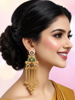 OOMPH - Women Multi-Color Kundan Heritage Kashmiri Drop Earrings