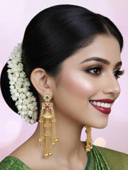 OOMPH - Women Multi-Color Heritage Kundan Kashmiri Drop Jhumka Earrings