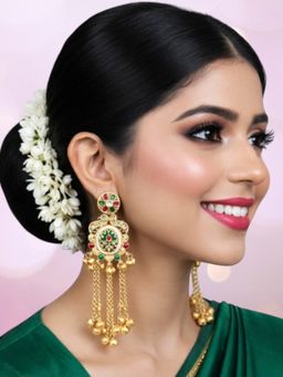 OOMPH - Women Multi-Color Heritage Ghungroo Detailing Kashmiri Drop Earrings