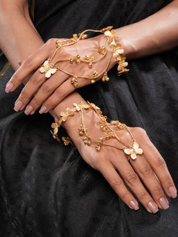 Saraf RS Jewellery - Women 22k Gold Plated Kashmiri Ghungroo Butterfly Hathphools